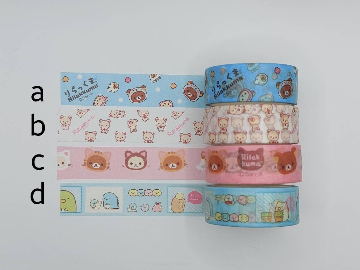 Sanrio washi tape samples, 15 mm wide, sold by 0.5 m lengths, Rilakku…