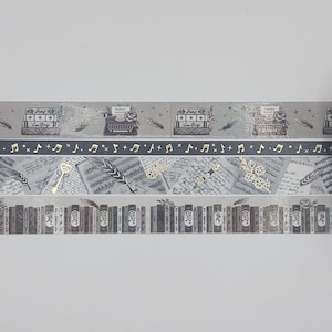 Simply Gilded, échantillons de ruban adhésif washi, vendus par intervalles de 0,5 m, washi pour étagère, washi livre, washi poésie, journal de lecture, washi musique