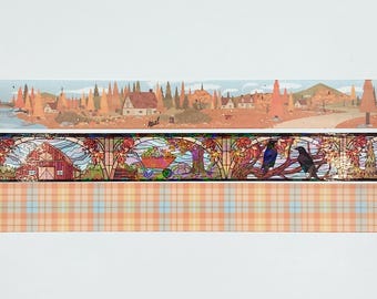 Simply Gilded, washi tape samples, sold by 0.5m length, fall cottage washi, fall washi, autumn washi, plaid washi, passport washi, PET tape