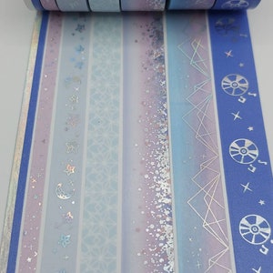 Simply Gilded, échantillons de ruban adhésif washi, washi, vendu par 0,5 m de long, washi poussière d'étoile, rêveur, washi musique, washi lune, washi étoiles, washi ciel