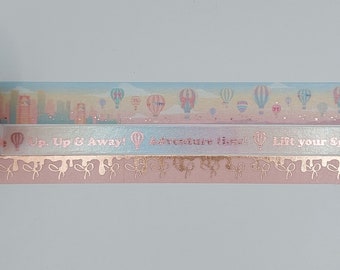 Simply Gilded, washi tape samples, sold in 0.5m length intervals, New Mexico passport, Hot air balloon, Uplift washi, bow washi, drip washi