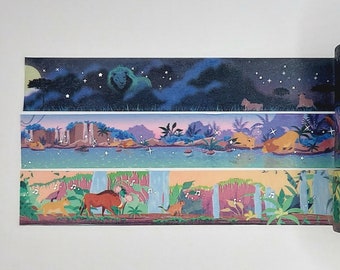 Simply Gilded, washi tape samples, sold in 0.5 m length intervals, lion washi, animal washi, African washi, savanna