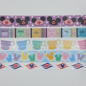 Échantillons de ruban adhésif washi, autocollants sans espace, ruban adhésif washi, vendus par longueurs de 0,5 m, bonnet de souris en washi, tasse de thé en washi, billet pour le parc, croisière, montgolfière