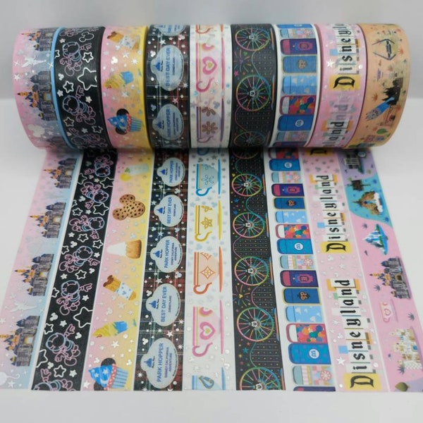 Washi tape samples, No White Space Stickers, sold by 0.5 m lengths, washi tape, castle washi, tea cups washi, mouse washi