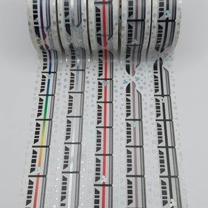 Stickers No White Space, échantillons de ruban adhésif washi, vendus par longueurs de 0,5 m, washi, washi train, monorail, washi souris