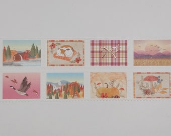 Simply Gilded, washi tape samples, sold in 0.28 m (11") length, stamp washi, fall washi, autumn washi, passport washi, travel washi