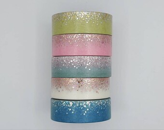 Simply Gilded, washi tape samples, sold in 0.5 m length intervals, stardust washi, sparkle washi, 15 mm wide