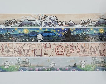 Échantillons de ruban adhésif washi, vendus par longueur de 0,5 m, The Coffee Monsterz Co, TCMC, Van Gogh, Da Vinci, Hokusai, Monet, peintre washi, artiste washi