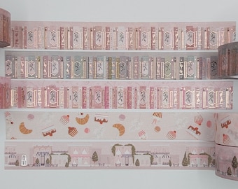 Simply Gilded, washi tape samples, sold in 0.5m length intervals, bookshelf washi, reading journal, Sweet bakery, dessert washi, washi tape