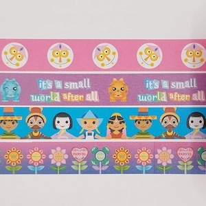 Échantillons de ruban washi, autocollants sans espace blanc, vendus par 0,5 m de long, ruban washi, petit monde, fleurs