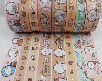 Every Minute a Story, washi, EMAS, washi tape samples, sold by 0.5 m lengths, cookie washi, coffee washi, tea washi, caffeine washi, cafe