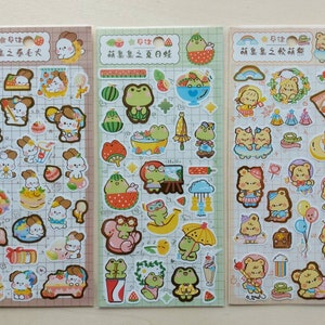 Autocollants kawaii, autocollants chiens, autocollants grenouilles, autocollants ours, autocollants agenda, autocollants bujo, autocollants kawaii