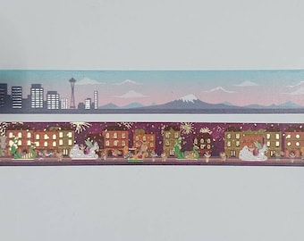 Washi tape samples, Simply Gilded, sold in 0.5 m intervals, passport washi, Seattle washi, Mardi Gras washi, Passport washi