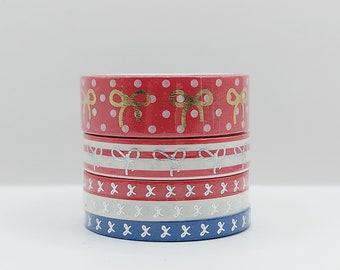 Simply Gilded, washi tape samples, sold in 0.5 m length intervals, bow washi, July 4th, Canada Day, Independence Day, Fourth of July