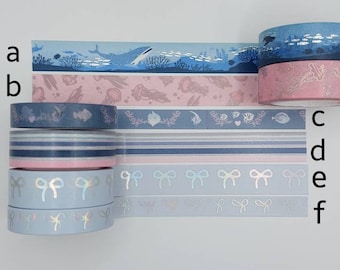 Simply Gilded, washi tape samples, Whale Tale washi, Jellyfish, Whale washi, Sea, Fish, Bows, Striped, sold by 0.5 m lengths, washi tape