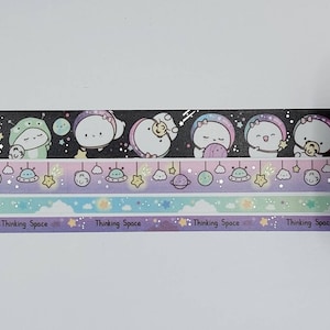 Échantillons de ruban adhésif washi, Every Minute a Story, vendus par 0,5 m de long, Thinking Space, washi tape, espace, bonnet washi, étoiles, astronaute, planètes