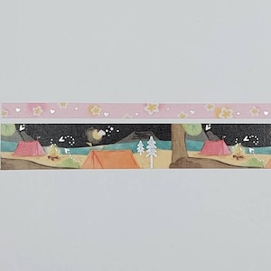 Subtle Dreams washi, washi tape samples, sold by 0.5 m lengths, camping washi, forest washi, star washi, nightsky washi, 5/15 mm wide
