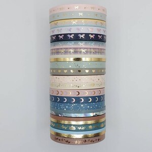 Échantillons de ruban adhésif washi, simplement doré, vendus par 0,5 m de long, 5 mm de large, washi nœud, washi coeur, washi constellation, washi espace, ruban washi