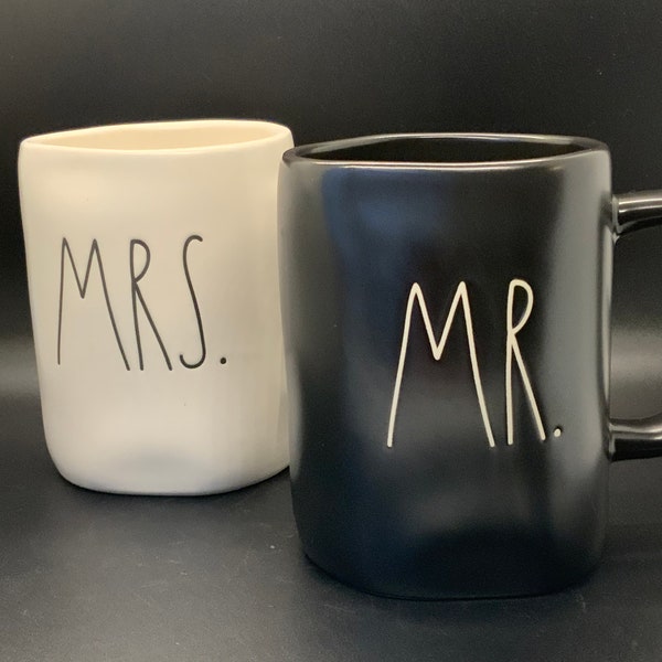 Rae Dunn MR. and MRS. Black and White Mug Set