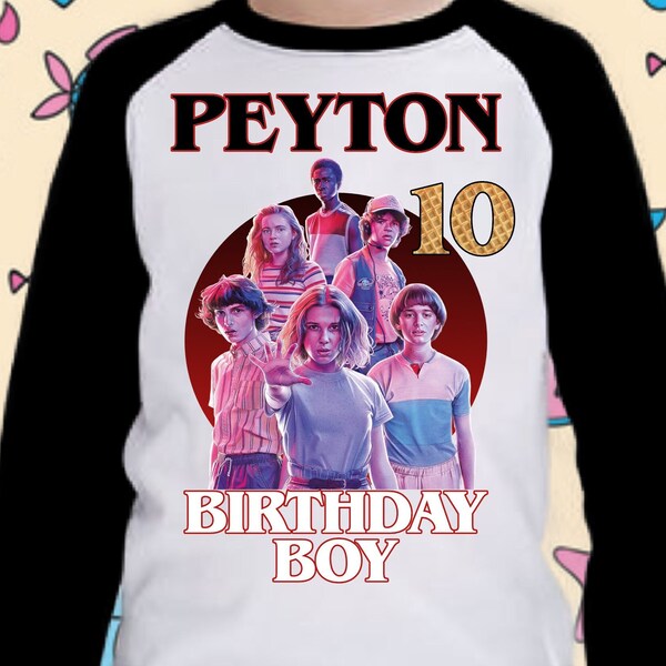 Stranger Things Personalized Birthday Shirt - Neflix Stranger Show Custom Unisex Birthday - Eleven El Kids Stranger things party shirt