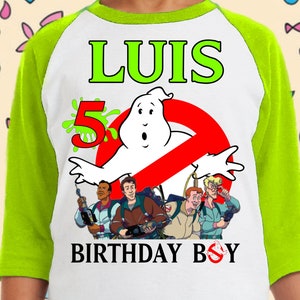 Personalized Ghost Kids' Birthday shirt Unisex - Raglan Family Matching Short,3/4,long sleeve - Halloween Busters Slime - Custom name & age