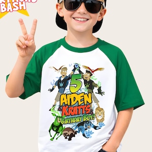 Wild Animals Birthday Boy Raglan Shirt: Personalized Kratts Theme Tee