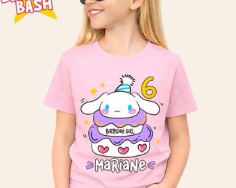 Camiseta de cumpleaños de Cinna MoRoll, fiesta temática de Sanro, regalo personalizado