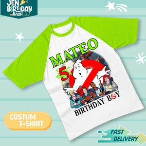 Personalized Ghost Birthday Shirt: Halloween Family Matching Raglan Tee