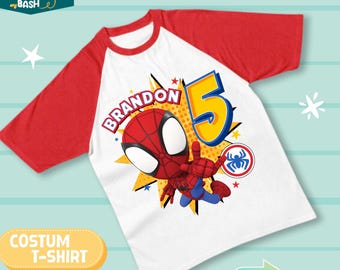 Spersonalizowana koszulka urodzinowa z motywem pająka: Spiderman i przyjaciele