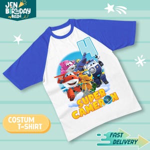 Super Wings Birthday Shirt, Super wings t-shirt, Family Shirt, matching shirt, Personalized shirt, Super wings party - name and age