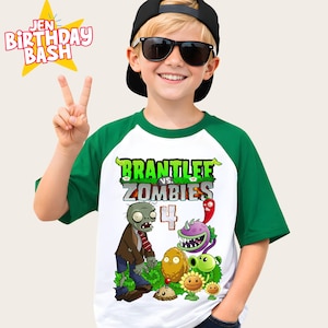 Custom Plants vs Zombie Birthday Shirt: Family Matching Raglan Tee