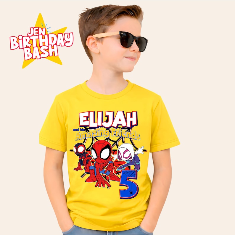 Spider Birthday Shirt: Personalized Spidey and Friends Party Theme image 9