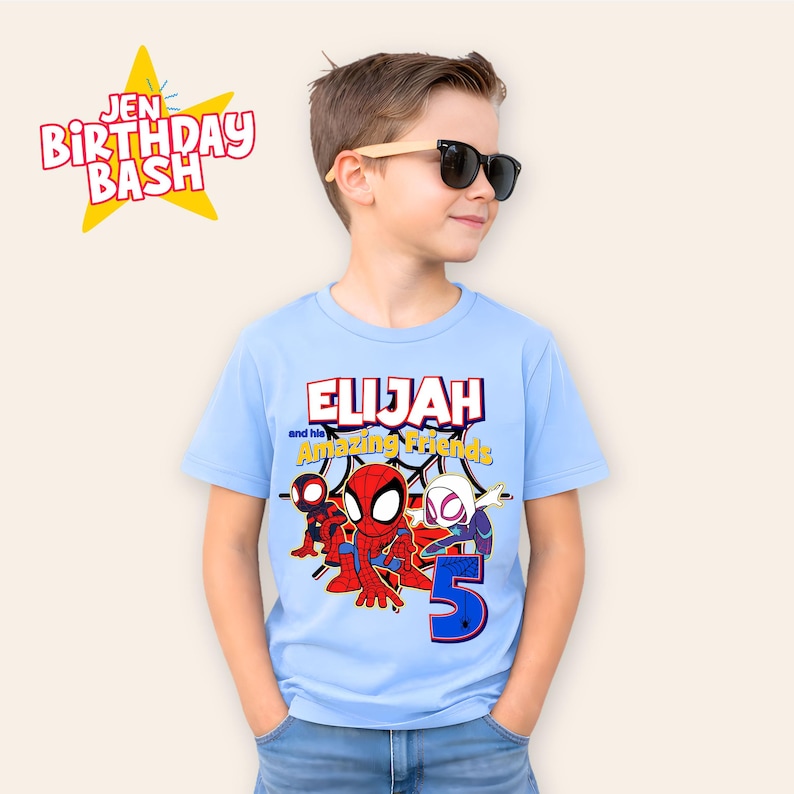 Spider Birthday Shirt: Personalized Spidey and Friends Party Theme image 8
