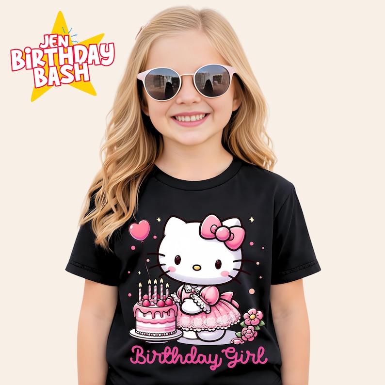 Kitty Birthday T Shirt, Family Matching Tee, Sanroo Custom Tee image 7