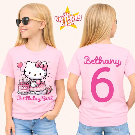 Kitty Birthday T Shirt, Family Matching Tee, Sanroo Custom Tee