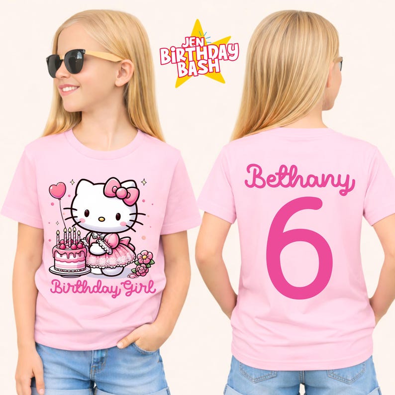 Kitty Birthday T Shirt, Family Matching Tee, Sanroo Custom Tee image 1