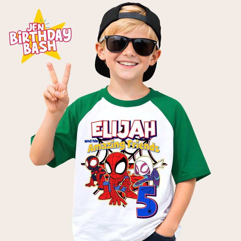 Spider Birthday Shirt: Personalized Spidey and Friends Party Theme image 4
