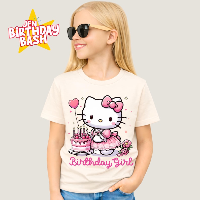 Kitty Birthday T Shirt, Family Matching Tee, Sanroo Custom Tee image 2