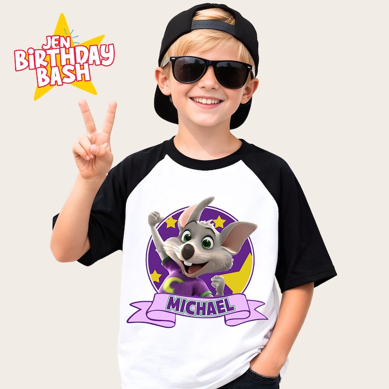 Spersonalizowana koszulka urodzinowa Chuk: pasująca koszulka rodzinna Chuk E zdjęcie 9