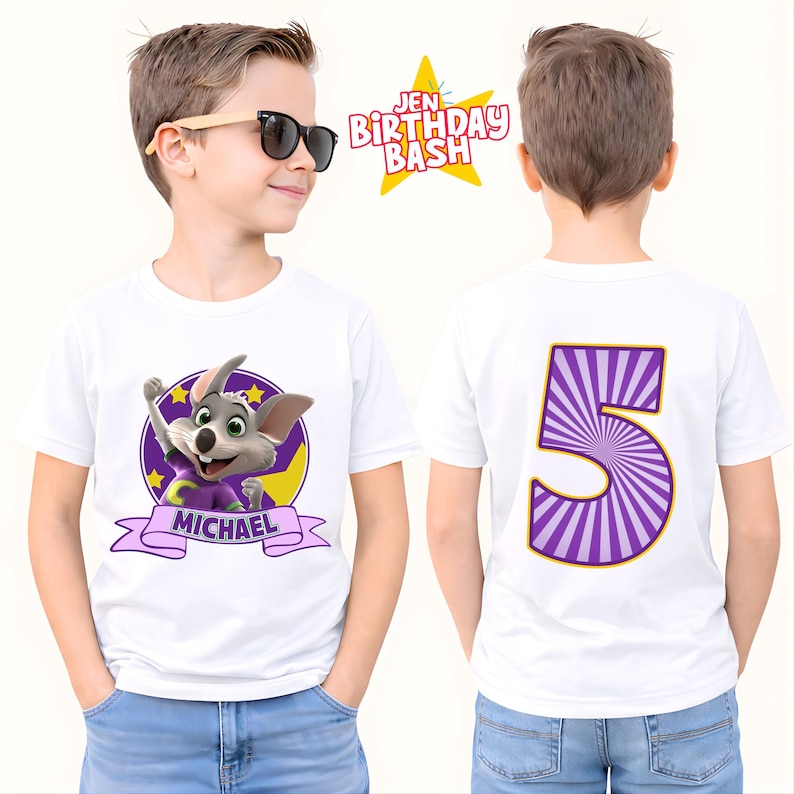 Spersonalizowana koszulka urodzinowa Chuk: pasująca koszulka rodzinna Chuk E zdjęcie 1