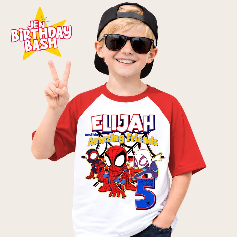 Spider Birthday Shirt: Personalized Spidey and Friends Party Theme image 2