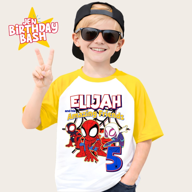 Spider Birthday Shirt: Personalized Spidey and Friends Party Theme image 5