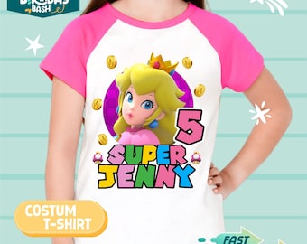 Princess Peach Birthday Shirt: Super Mario Family Matching Tee