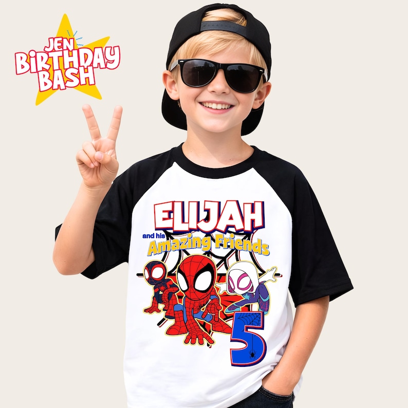 Spider Birthday Shirt: Personalized Spidey and Friends Party Theme image 3