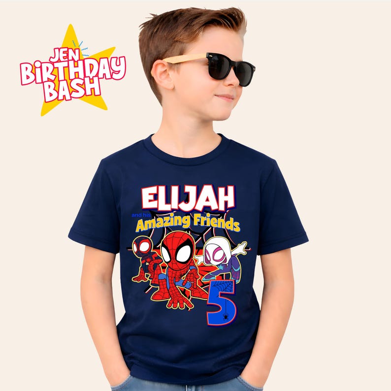 Spider Birthday Shirt: Personalized Spidey and Friends Party Theme image 7