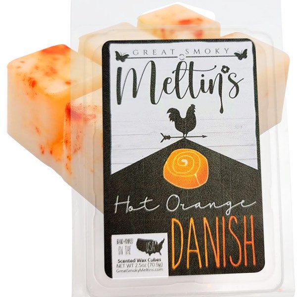Hot Orange Danish Wax Melt | 2.5 oz Wax Melt | Wax Melts for Warmer | Hand Poured in the Great Smoky Mountains