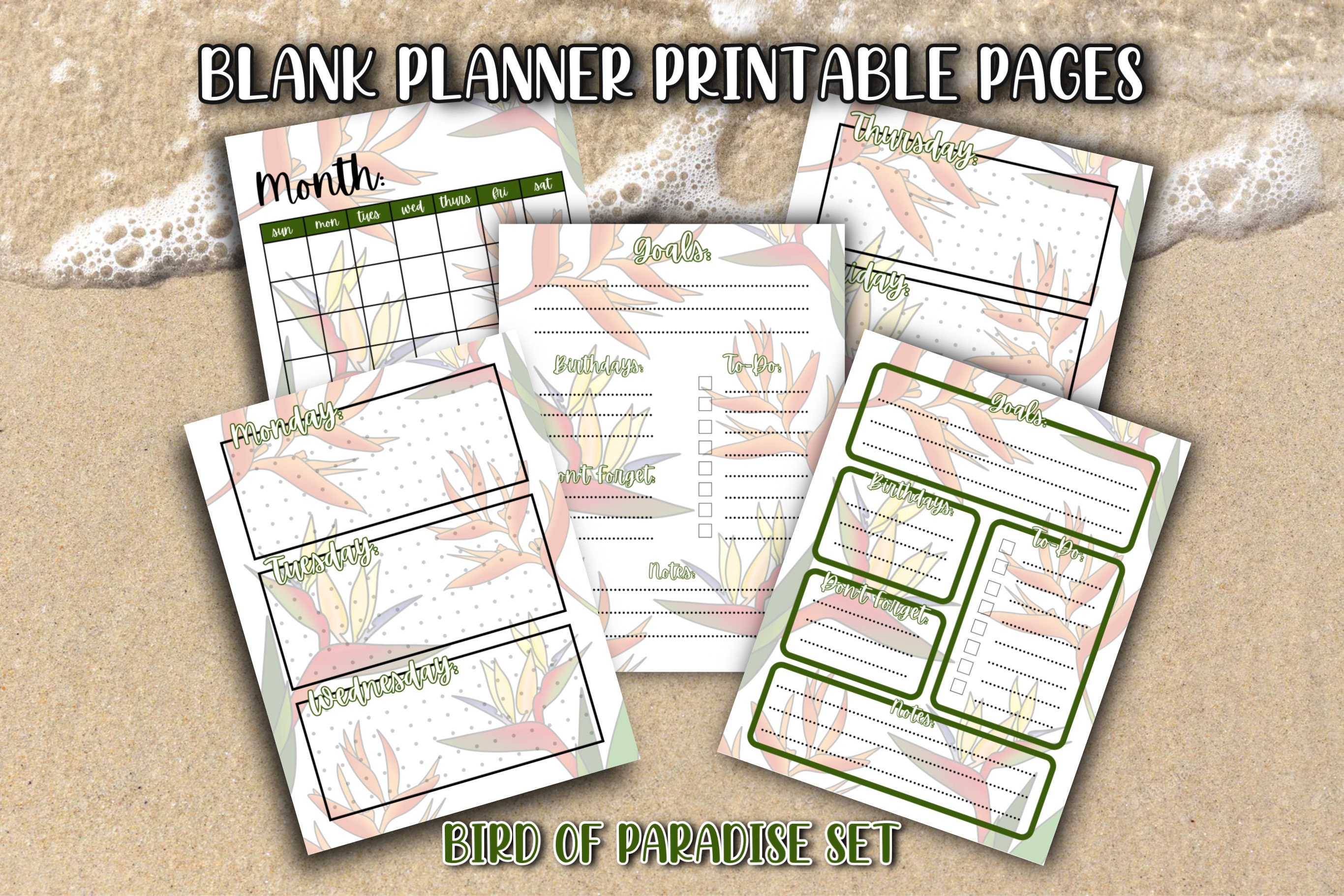 Blank Planner Printables (set of 5) - Etsy