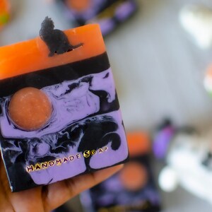 Spooky Cat Handcrafted Soap, Glycerin Soap, Halloween Soap, Party Favors, Fall Soap, Fun Gifts image 5