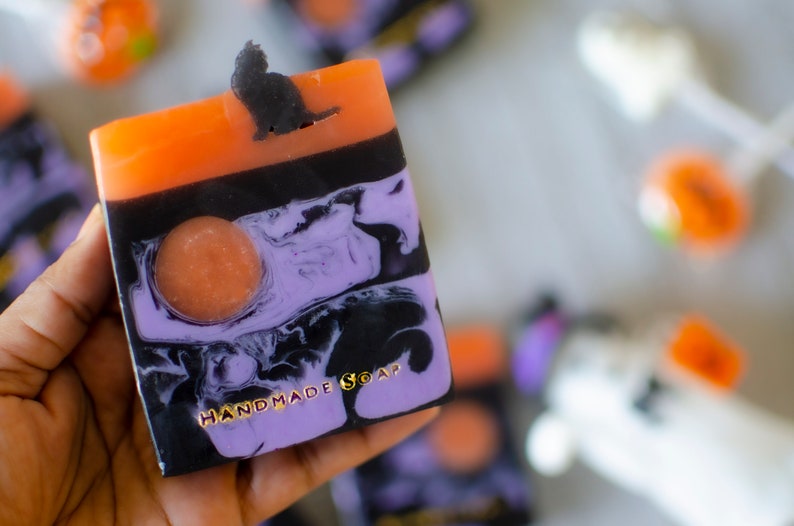 Spooky Cat Handcrafted Soap, Glycerin Soap, Halloween Soap, Party Favors, Fall Soap, Fun Gifts image 5