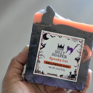 Spooky Cat Handcrafted Soap, Glycerin Soap, Halloween Soap, Party Favors, Fall Soap, Fun Gifts image 7